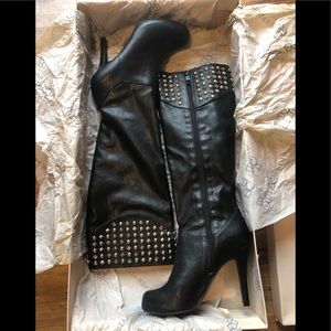 BCBG Black Studded Heeled Boots